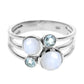 Bague Bulle Argent Pierre de Lune et Topaze Bleue