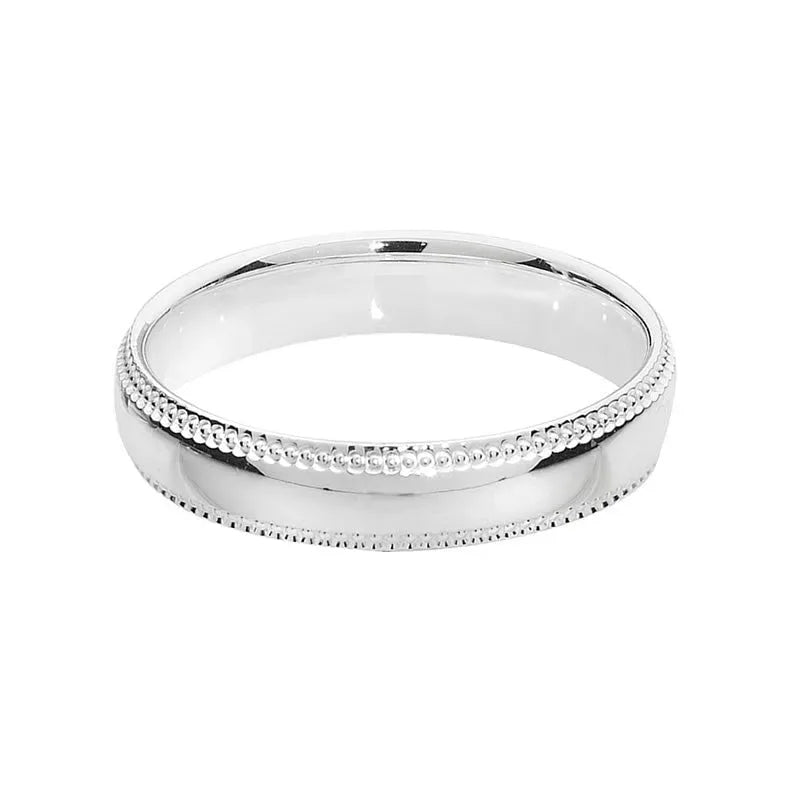 Bague de mariage millegrain argentée 4 mm