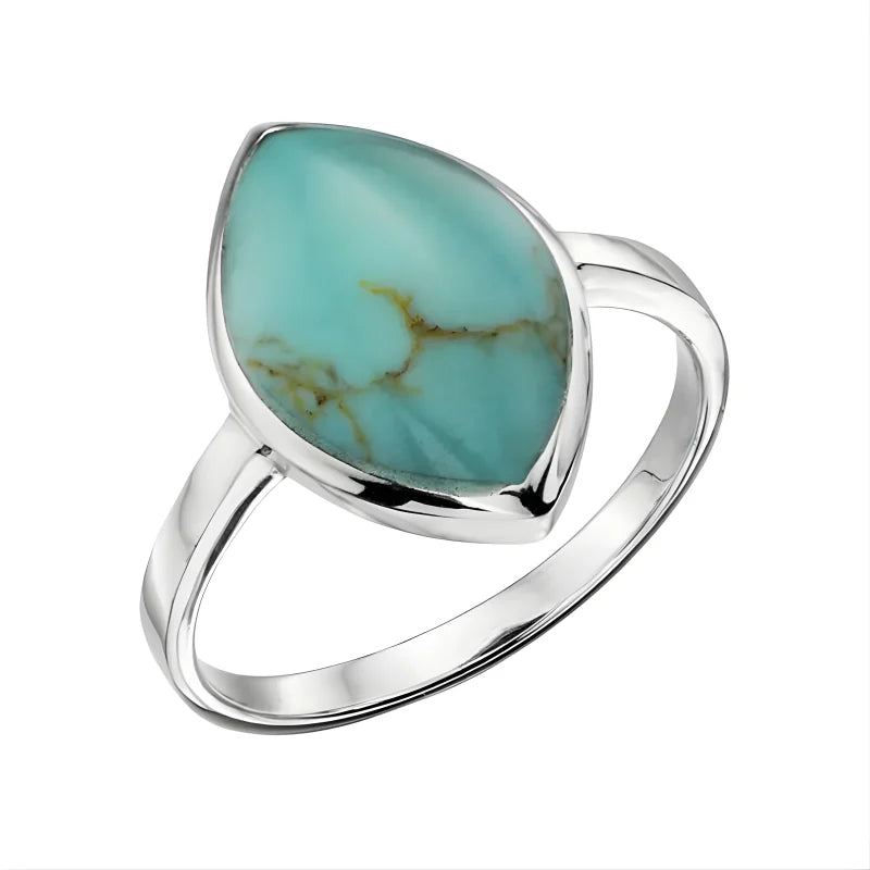 Bague turquoise argentée