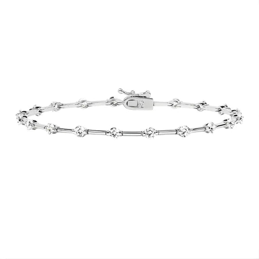 Bracelet Barre Lumineuse en Argenté et Zircons Cubiques