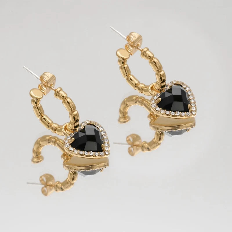 Paloma - Boucles d'oreilles coeur onyx