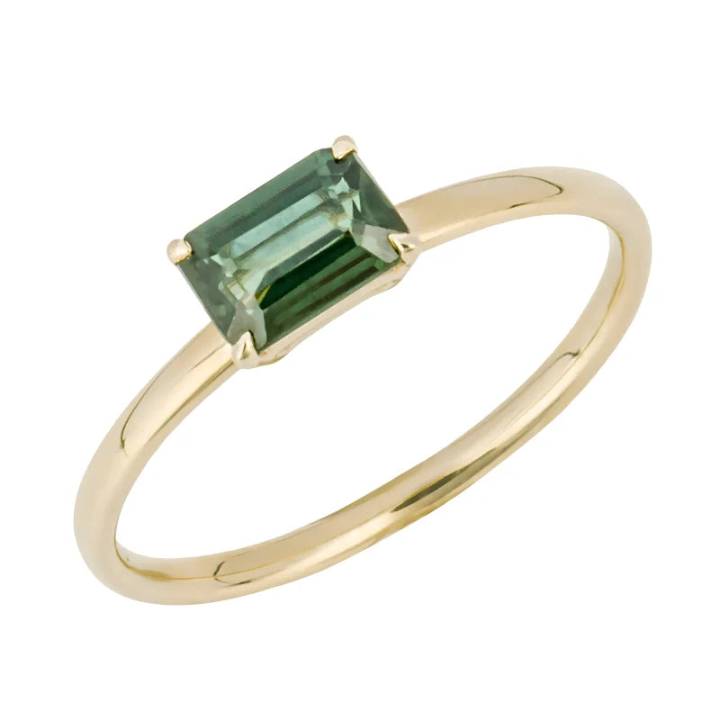 Bague Dorée Saphir Vert