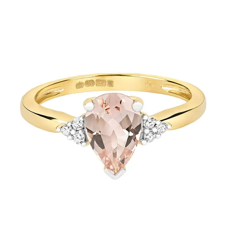 Bague morganite et zircon taille poire