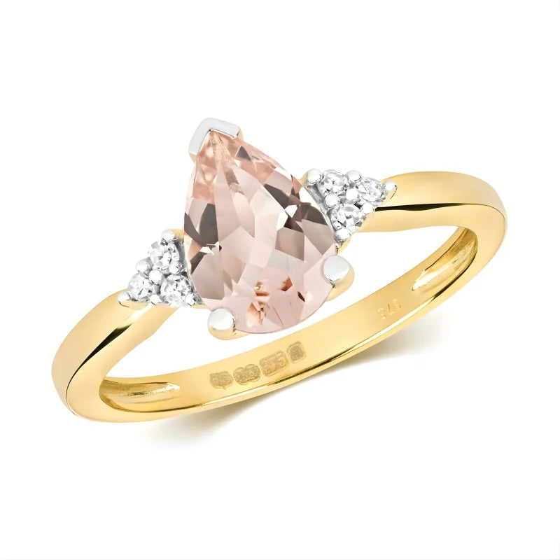 Bague morganite et zircon taille poire