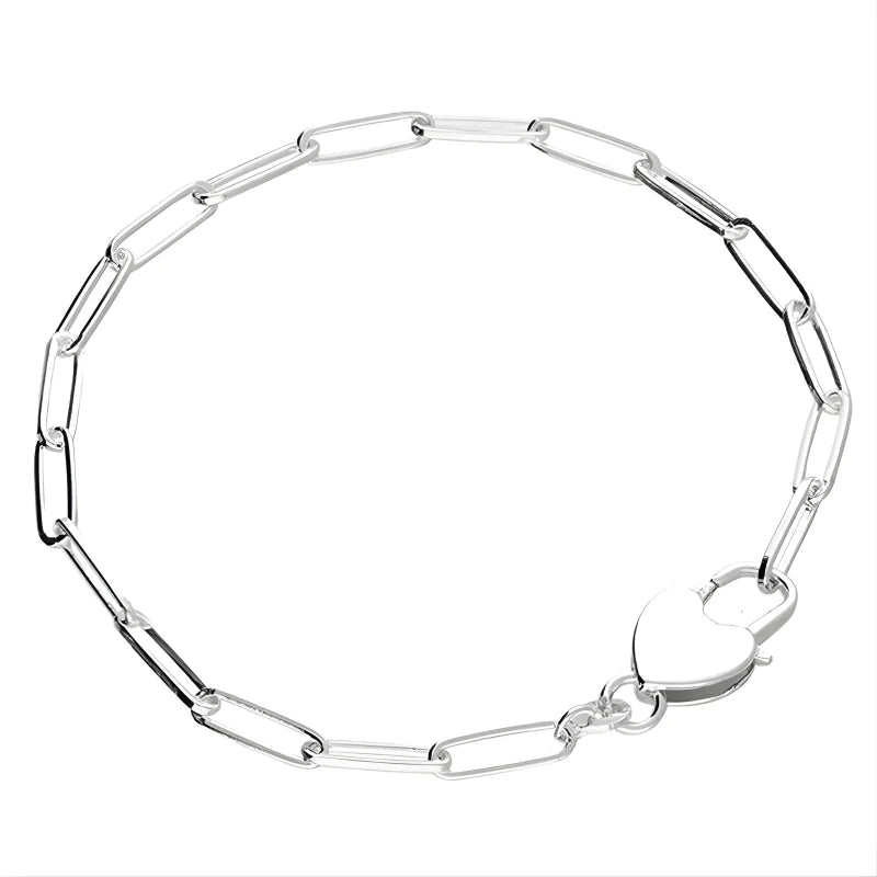 Bracelet avec Fermoir Cœur à Maillons Ovales