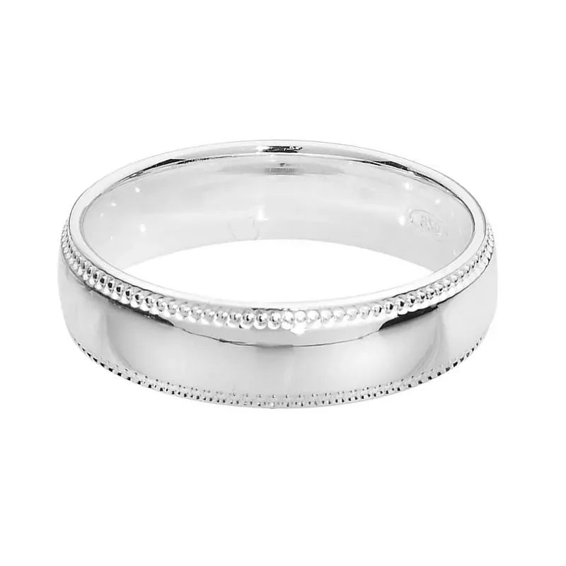 Bague de mariage millegrain argentée 5 mm