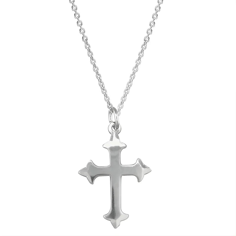 Pendentif Croix Fleur de Lys Argenté