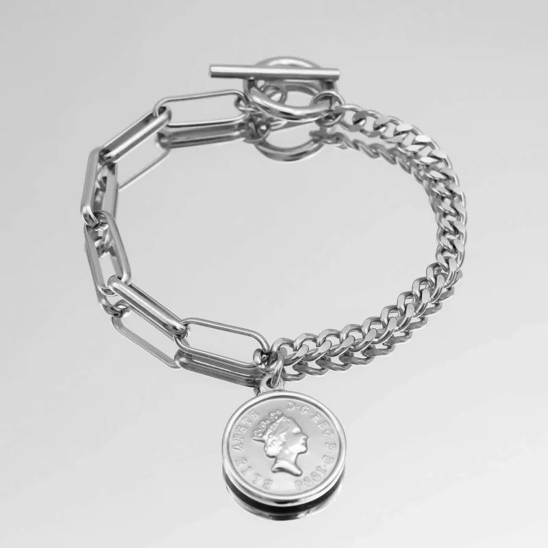 Bracelet à maillons pièces de monnaie