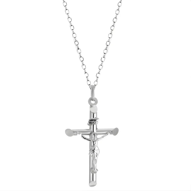 Collier Croix Crucifix Doré Blanc