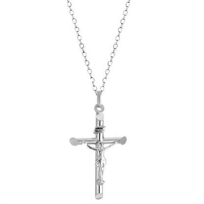 Collier Croix Crucifix Doré Blanc