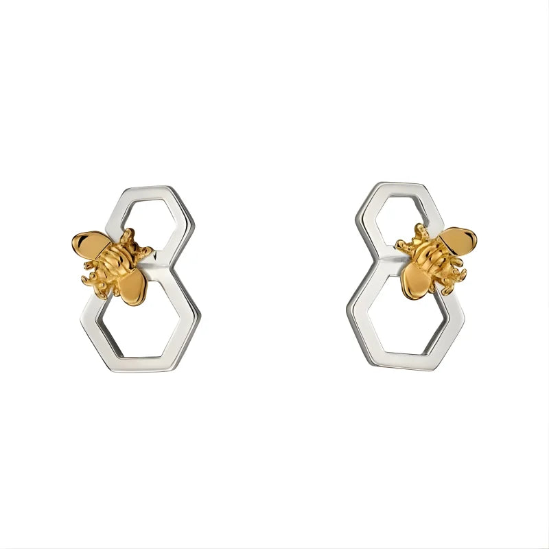 Lisa - Boucles d'oreilles abeille et nid d'abeille