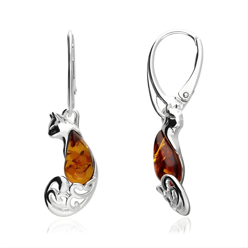 Kassandre - Boucles d'oreilles chat ambre