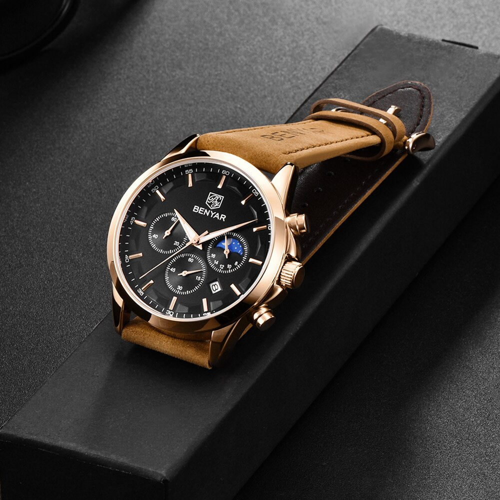 Montre en Cuir Élégante pour Homme - B&Y Daim Gentry