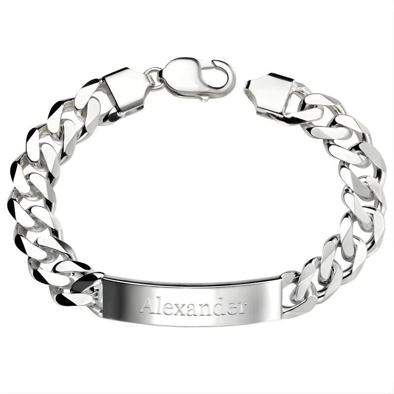 Bracelet Identifiant Personnalisé XL Argenté