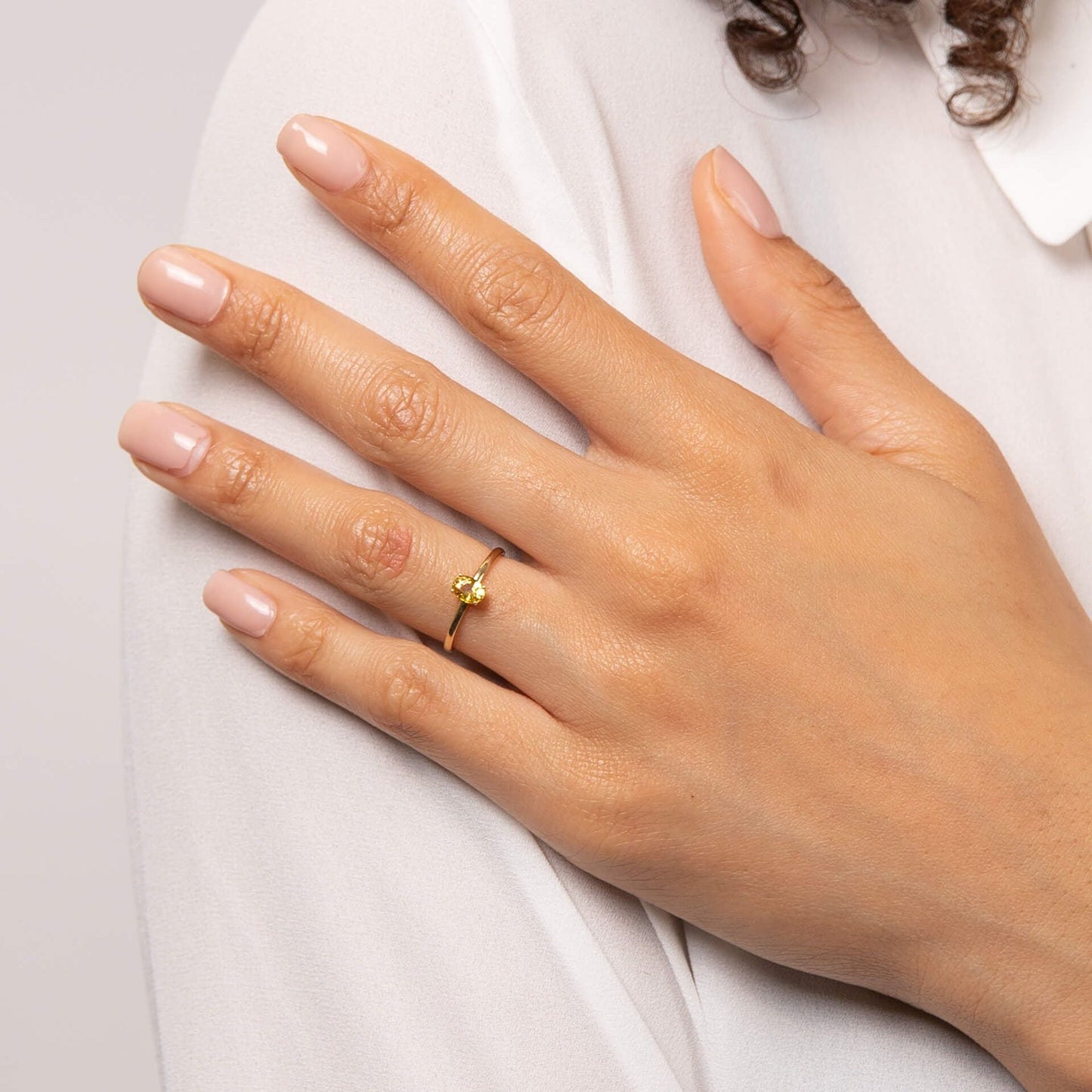 Bague Dorée Saphir Jaune